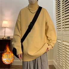 MG8507-JP-MBP59升级加绒两翻领加厚毛衣慵懒风男针织衫高领线衫，男装针织衫/毛衣，星座614