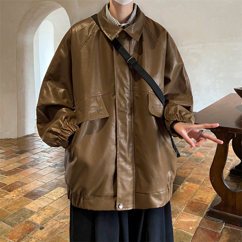 ！2025冬季新款男士皮衣潮牌情侣皮夹克外套JK195P100控158,男装皮衣,电商B220