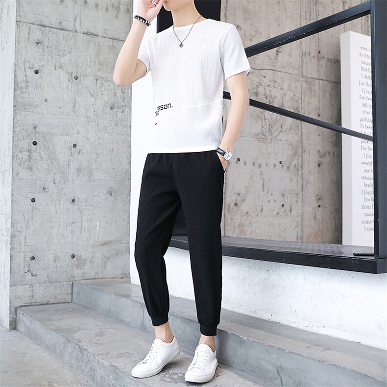 夏季宽松男士新款T恤青少年潮流两件套短袖休闲运动套装T776-P50,男装休闲套装,星座1206（原A206）