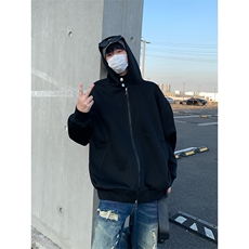 秋冬美式复古开衫连帽卫衣外套男女设计感情侣上衣W4692-特价P63，女装短外套，电商A007