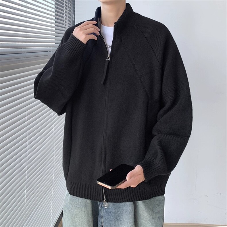 L102-P58立领拉链毛衣男秋冬季2025新款美式休闲针织衫,男装针织衫/毛衣,电商B323A