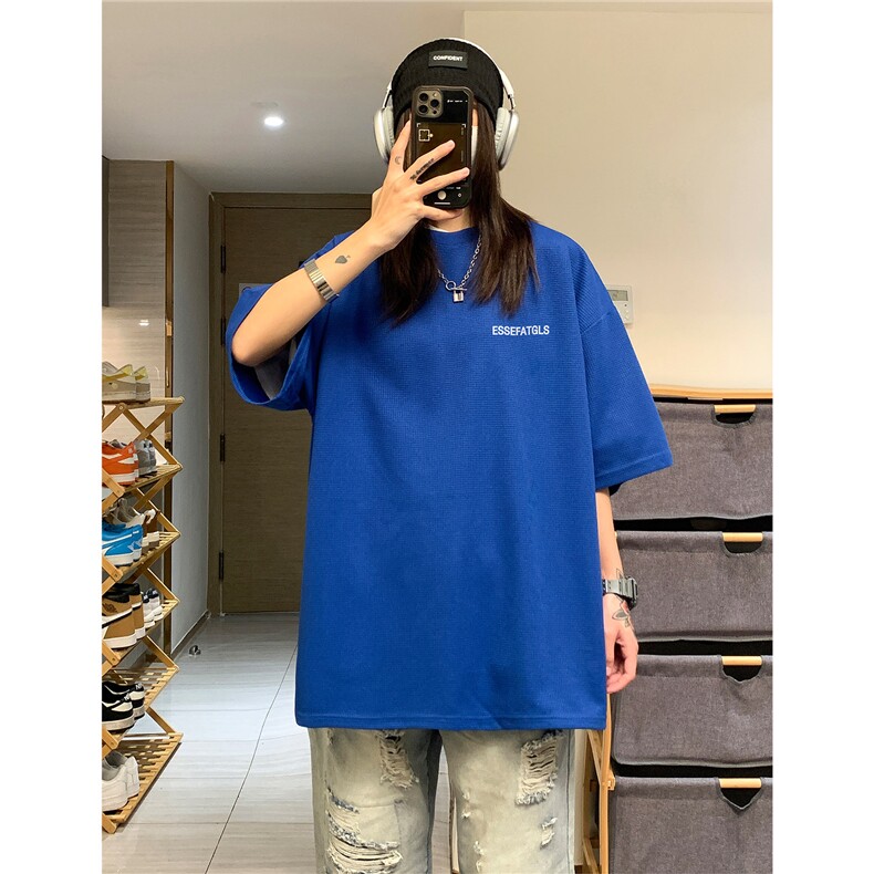 中性2025夏装新款华夫格体恤情侣大码男女宽松ins短袖T恤HK18-P23,男装T恤,电商A233-1