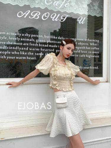 夏季气质甜美重工艺压褶小衫，女装，1983