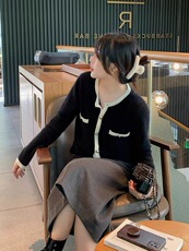 2025年秋季时尚百搭通勤简约休闲开衫，女装针织衫/毛衣，琳尚羊绒