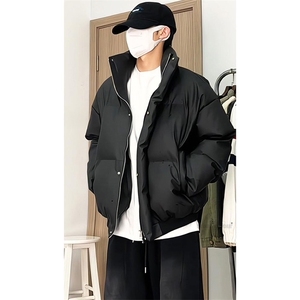 现货5W件冬季三防重磅硬挺boxy短款羽绒立领PU皮棉衣外套加厚棉服图片