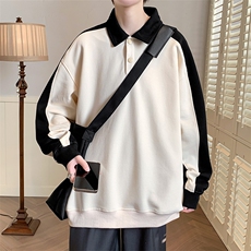 2023春款新品纯色休闲翻领卫衣运动白底卫衣男女WY013-P70控价98，男装卫衣，电商A441-1