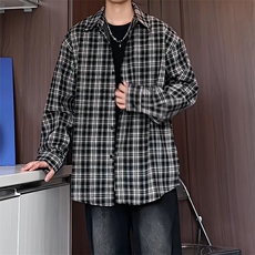 C5070/P40秋装新款格子衬衫男士衬衣外套休闲大码宽松港味上衣，男装衬衫，电商A141
