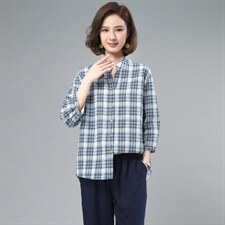 | “一眼很难不爱的蓝色”慵懒压马路格子长袖衬衫图片