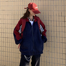抖音得物高品质重磅26春装美式高街重磅织带拼接撞色立领卫衣外潮，男装卫衣，电商A443