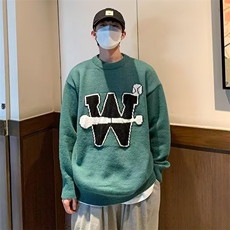 圆领加厚毛衣男秋冬新款慵懒风宽松针织衫美式潮牌M5544-P45，男装针织衫/毛衣，星座1109-3