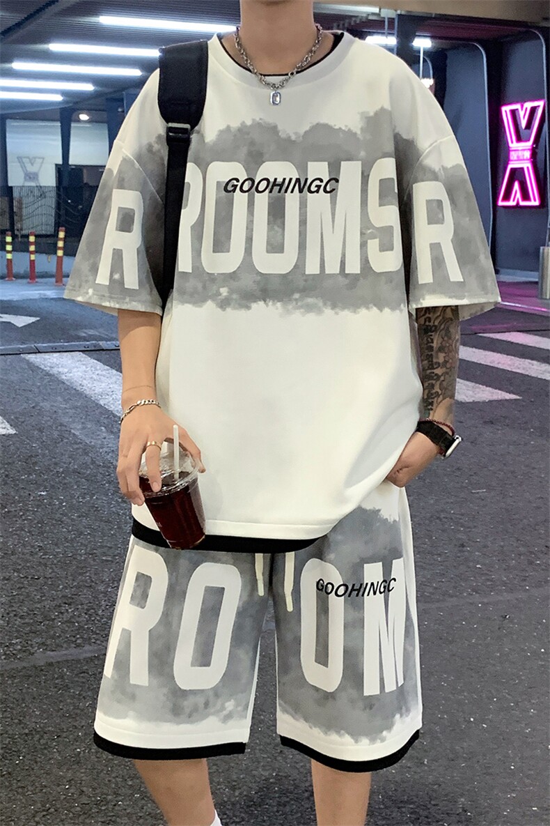 量大优供视频菠萝格套装短袖短裤男大码M-5XTZ22-特P53,男装休闲套装,电商B325