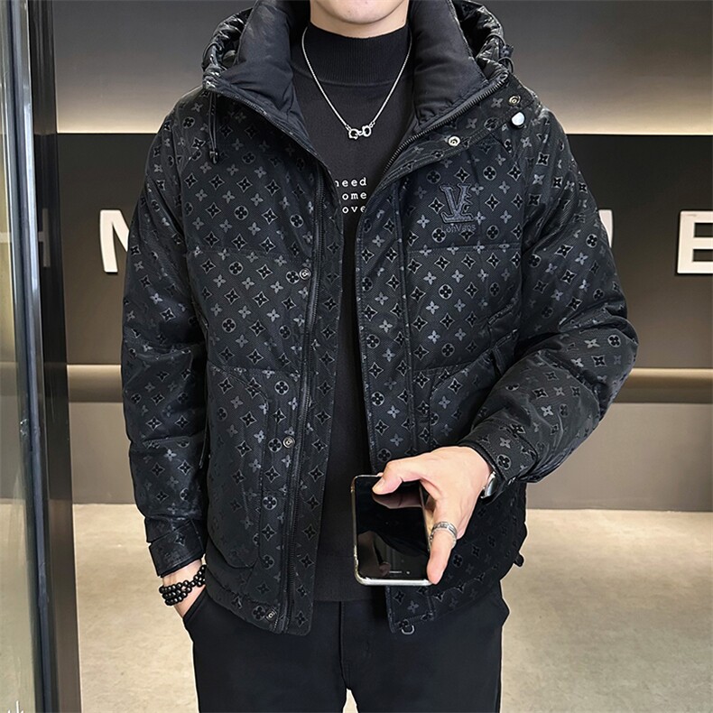 新款暗花皮羽绒服男休闲花纹外套-控劵后288A329-YR9866-P205,男装羽绒服,电商A329
