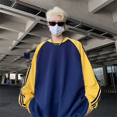 藏青拼黄袖