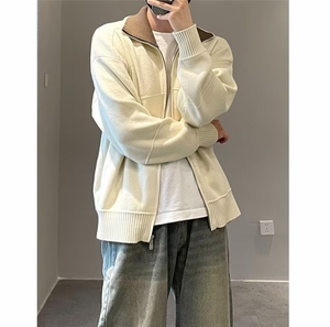 1506-1/JH511/P65撞色翻领工装教练夹克日系复古高级感图片