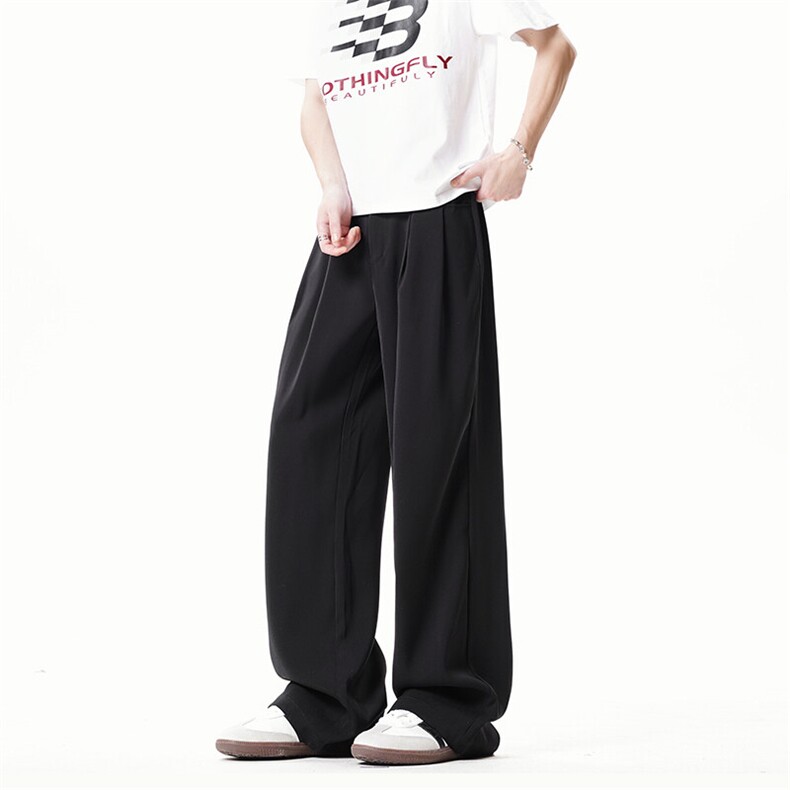 美式高级感褶皱西裤男cleanfit宽松冰丝阔腿垂感休闲裤XK463-P45,男装休闲裤,电商A178