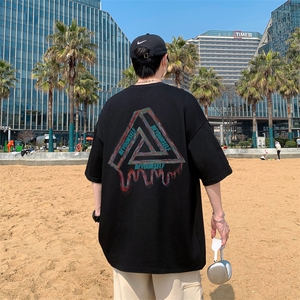夏季纯棉宽松休闲圆领重磅230克短袖男T恤上衣 -T717-P20图片