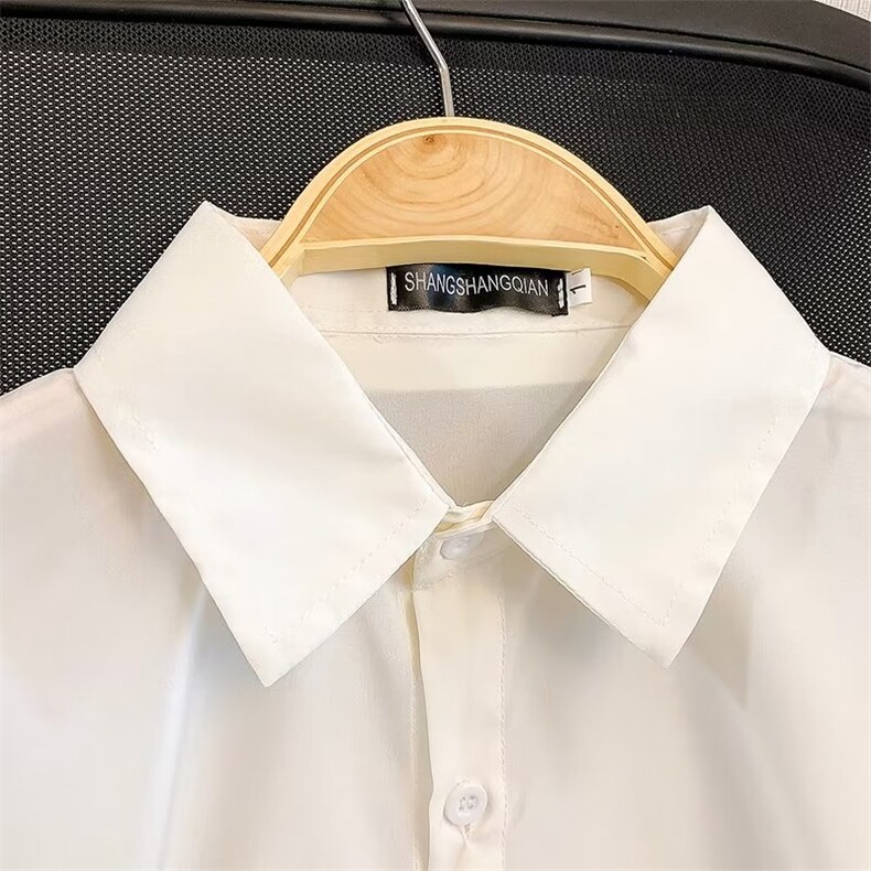 日系纯色衬衫男女长袖简约新款百搭ins垂感翻领衬衣SC01P25,男装衬衫,星座1116-2