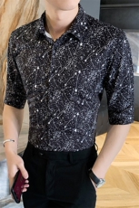 312A-104-P552021设计感满天星衬衫英伦时尚男士衬衣A，男装衬衫，星座312A-5
