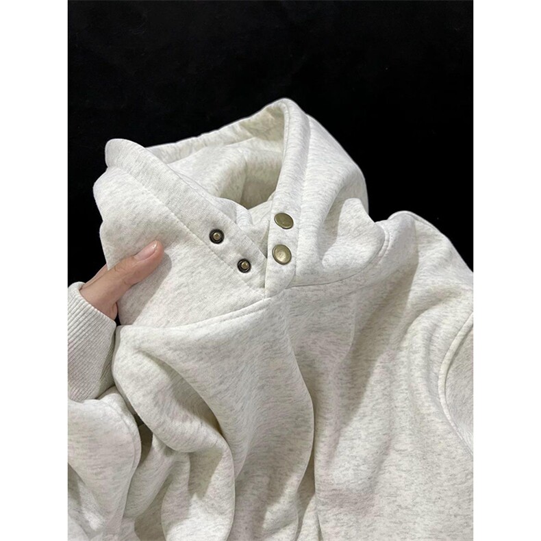 抖音得物品质26春装美式高街曼巴棉古铜两粒扣连帽套头卫衣外套,女装短外套,电商A443