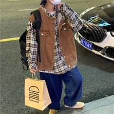 工装牛仔马甲外套男女秋季新款韩版宽松百搭毛边马夹上衣M882-P48，男装背心/马甲，星座1008