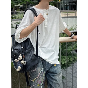 C316T9930P48初秋新款长袖T恤白色polo亨利领tee时尚百搭白色