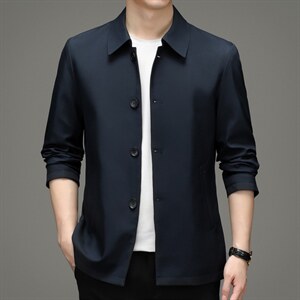 2023秋季新款男装休闲夹克翻领中老年外套纯色MNSA882210-P165，男装夹克，电商B212（原钱塘6029）