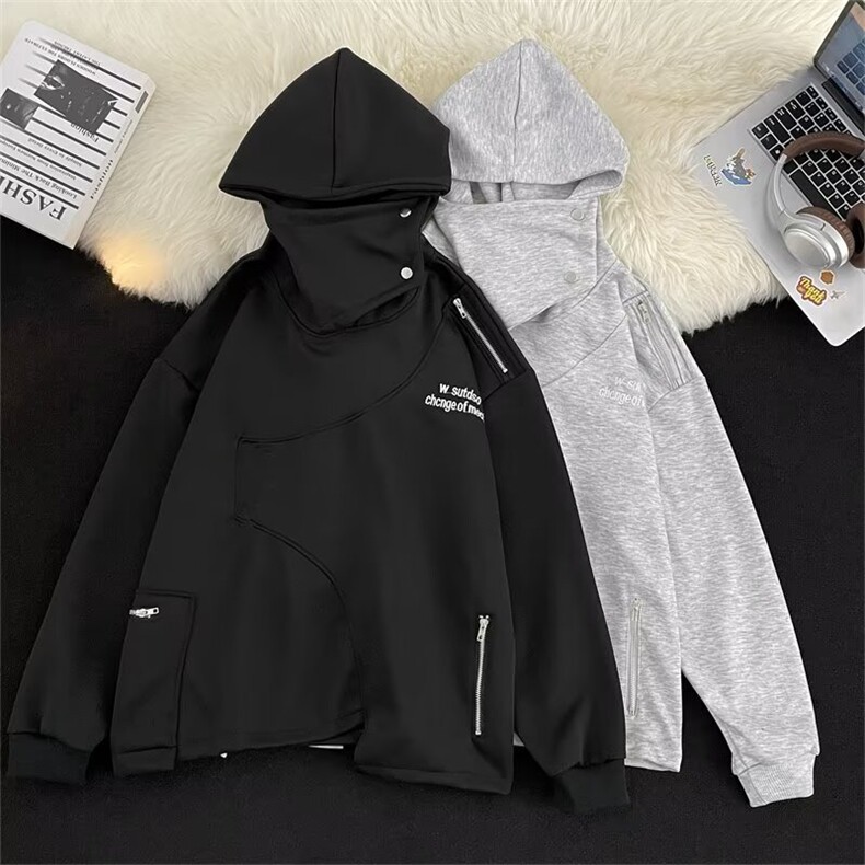 高品质男连帽卫衣字母印花开叉拉链织带按扣夹克外套WY121P60,男装卫衣,星座1013-1