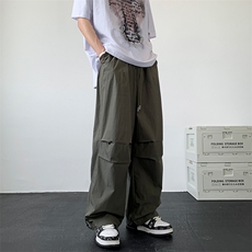 美式高街hiphop工装裤褶皱伞兵裤百搭阔腿裤XZ211-1-K2331-P55，男装工装外套，星座211-1