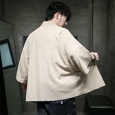 2025风时尚春夏棉麻披风开衫男宽松防晒服小众风衣-666特p25，男装风衣，星座815（原A203）