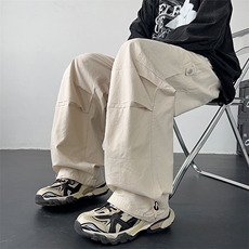 美式复古褶皱纯色多口袋工装裤街舞裤宽松潮牌XZ211-1-K2342-P65，男装工装外套，星座211-1