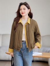 现货!2025年冬季时尚立领宽松纯色加厚女外套，女装棉衣/棉服，依恋蒂丝