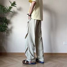 口袋字母速干运动休闲裤男夏季大码宽松潮牌阔腿裤百搭长裤，男装休闲裤，四季星座505