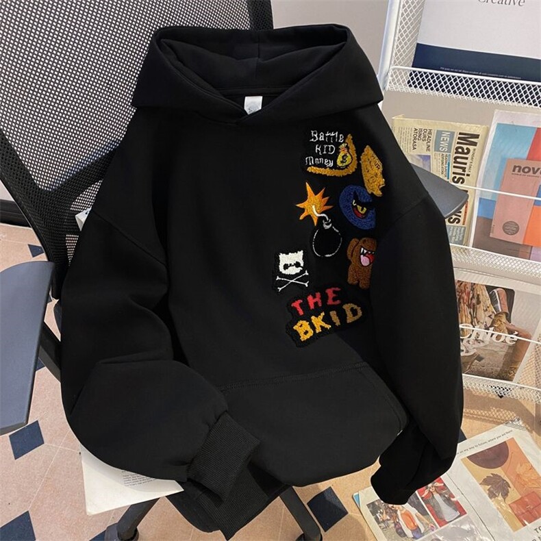 万针刺绣结构设计重磅秋冬全棉高品质美式高街连帽卫衣外套Y7802，女装短外套，电商A486-1