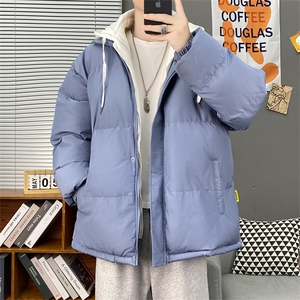 23冬季新款港风棉衣男女情侣假两件宽松连帽加厚棉服WT08无标-P60图片