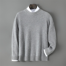 2025年秋季青春流行长袖宽松型圆领加厚羊毛衫，男装羊毛衫，贝恒羊绒