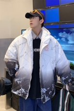 情侣装2025冬装渐变棉衣男连帽棉服女宽松棉袄外套3315-P90控138，男装棉衣，星座207