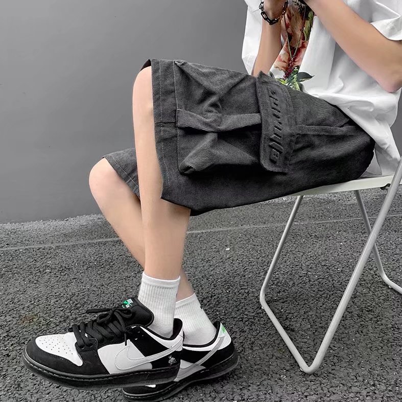 ins工装短裤男女夏季外穿宽松直筒中裤五分裤发泡工装DT50P32图片