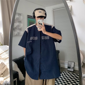 衬衫男士夏季新款日系复古短袖衬衣宽松休闲高街潮外套CY747-P35图片