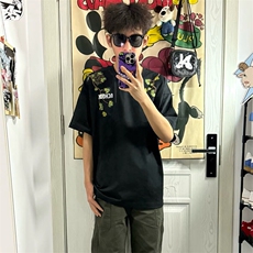 万针全刺绣工艺抖音得物高品质260克重磅纯棉双纱美式高街短袖T恤，男装T恤，电商A486