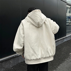 加绒连帽棉衣外套男冬时尚保暖工装水洗座山雕毛棉袄MA8158P95，男装棉衣，星座1013-1