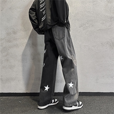 k1069-p55-控78M-5XL现货宽松cleanfit牛仔裤港风高阶黑暗牛仔，男装牛仔裤，星座116