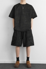 男士扎染套装2025夏季新款运动冰丝短袖短裤薄款帅气搭配一套，男装牛仔裤，星座914