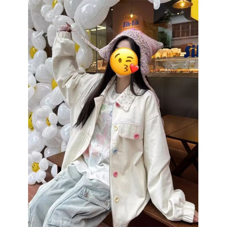 翻领碎花小香风外套女春秋款复古设计感小众上衣夹克小个子潮,男装夹克,星座506A