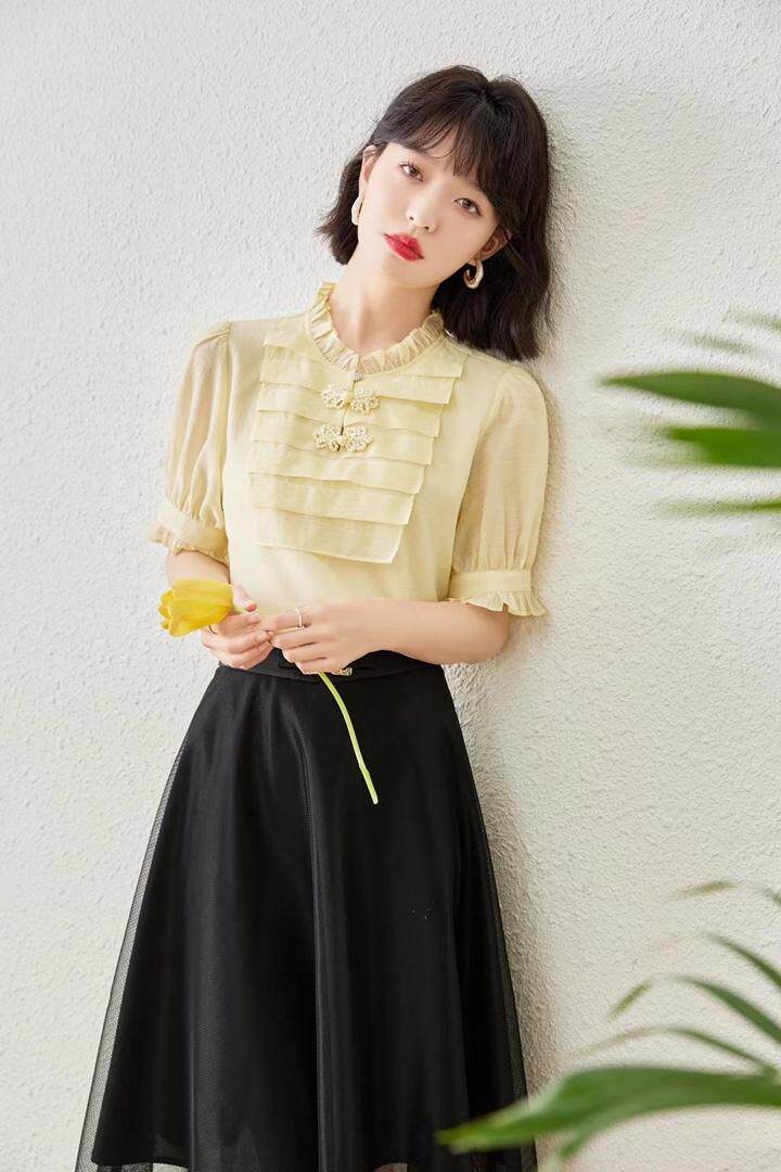 现货，1111#，四色重工上衣，压皱盘扣，，其它，束索