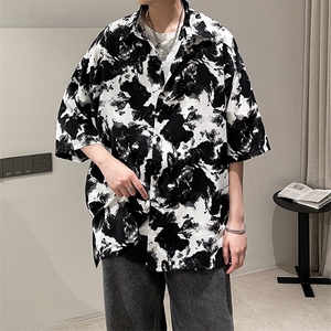 2026夏季豹纹短袖衬衫男女ins五分袖冰丝夜店潮 A071-C59-P38图片