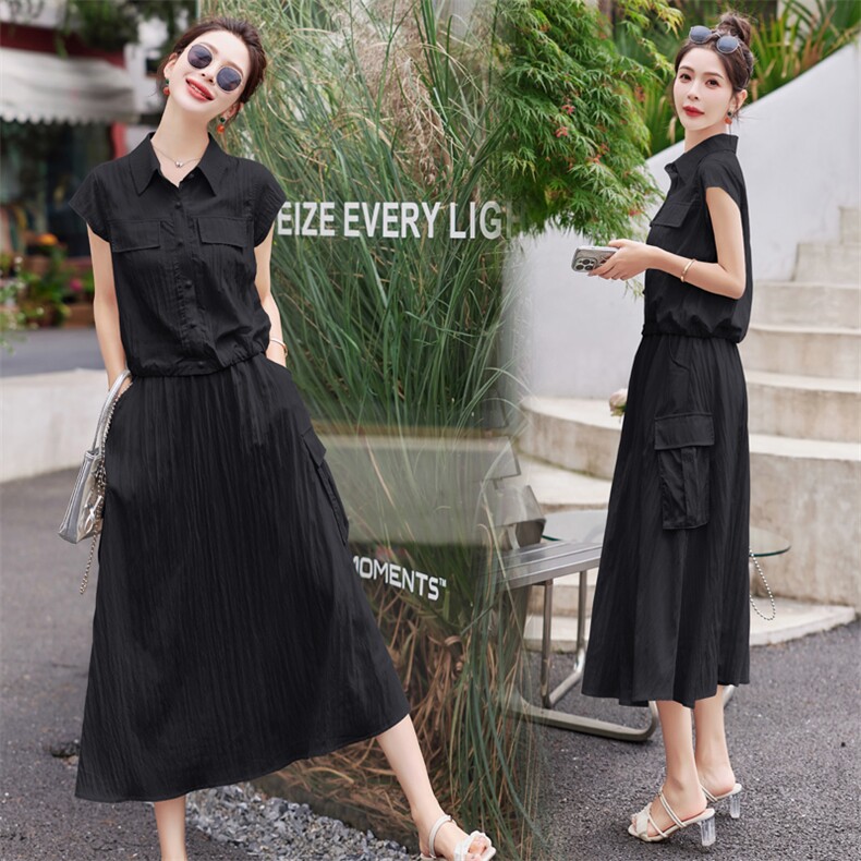 新品档口现货2024年夏季休闲/淑女新款女装连衣裙两件套,女装套装/套裙,靓星雨