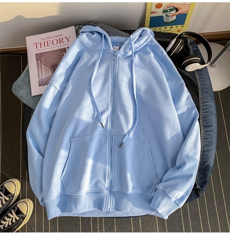 抖音品质开衫卫衣340克50棉纯色宽松连帽216-2-WY81-P41特大货,男装卫衣,星座716-1