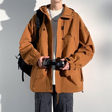WASSUPHAPPY青少年假两件外套男春秋季潮牌美式宽松工装休闲夹克，男装夹克，电商B306