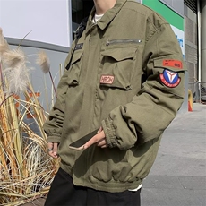 秋冬翻领潮流夹克青春流行原宿潮日系男纯色外穿标准百搭长袖时尚，男装夹克，星座506A
