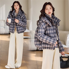 现货，2025冬季格子羽绒棉格子棉衣面包服，女装棉衣/棉服，利佳可人